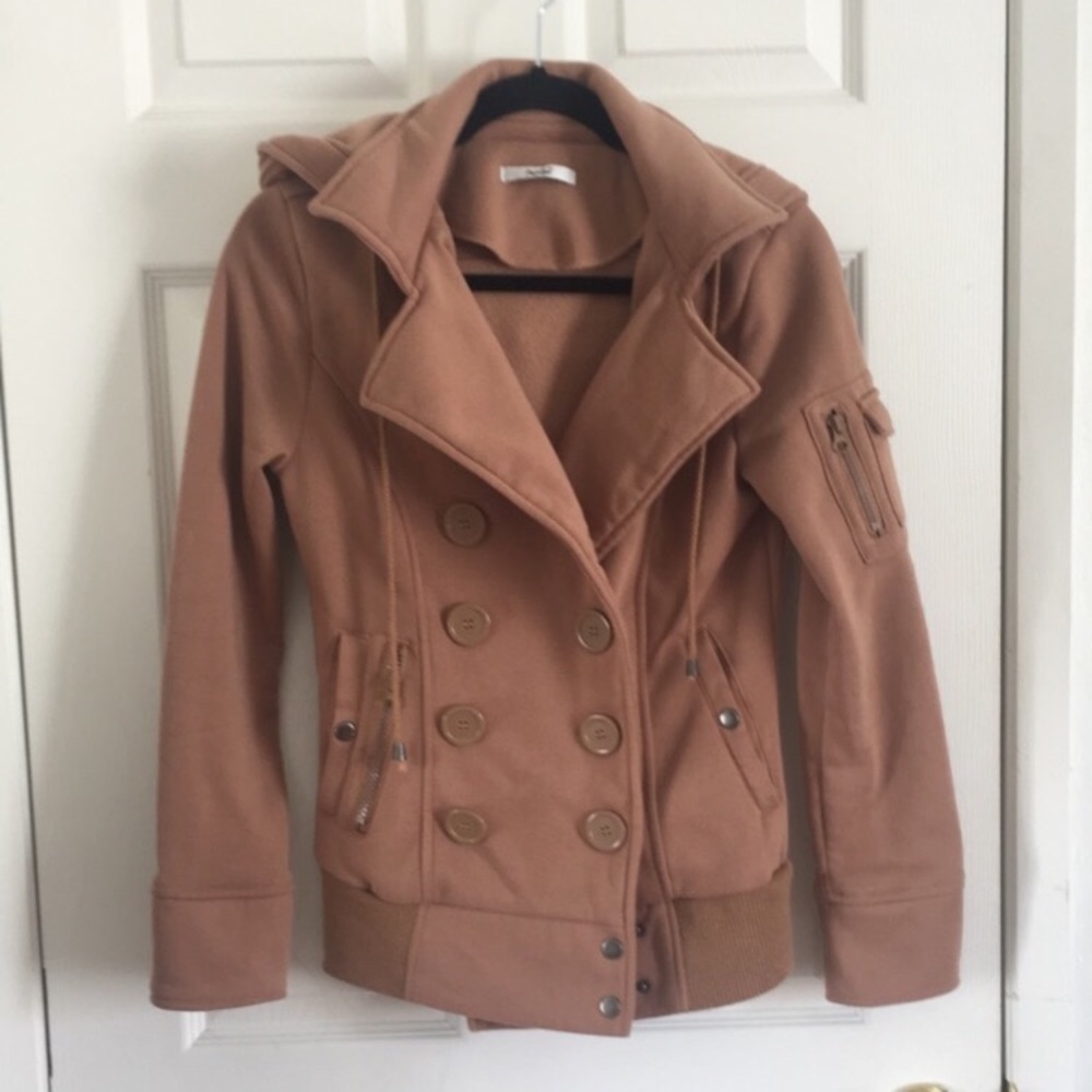 Tan Hooded Coat size Small